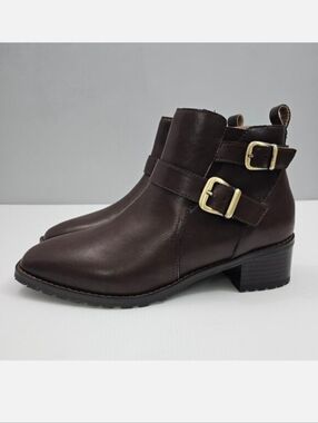 Blondo Shantel Moto Ankle Boot Womens 9 Brown Leather Waterproof Western NEW